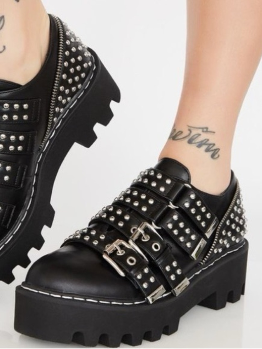 Dolls Kill Lamoda Goth Punk Faux Leather Studded Mary Jane’s